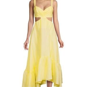 Bardot Mirabella Yellow Tie-Back Cutout Midi Dress